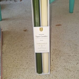Studio McGee Unscented Green and Cream Taper Candles